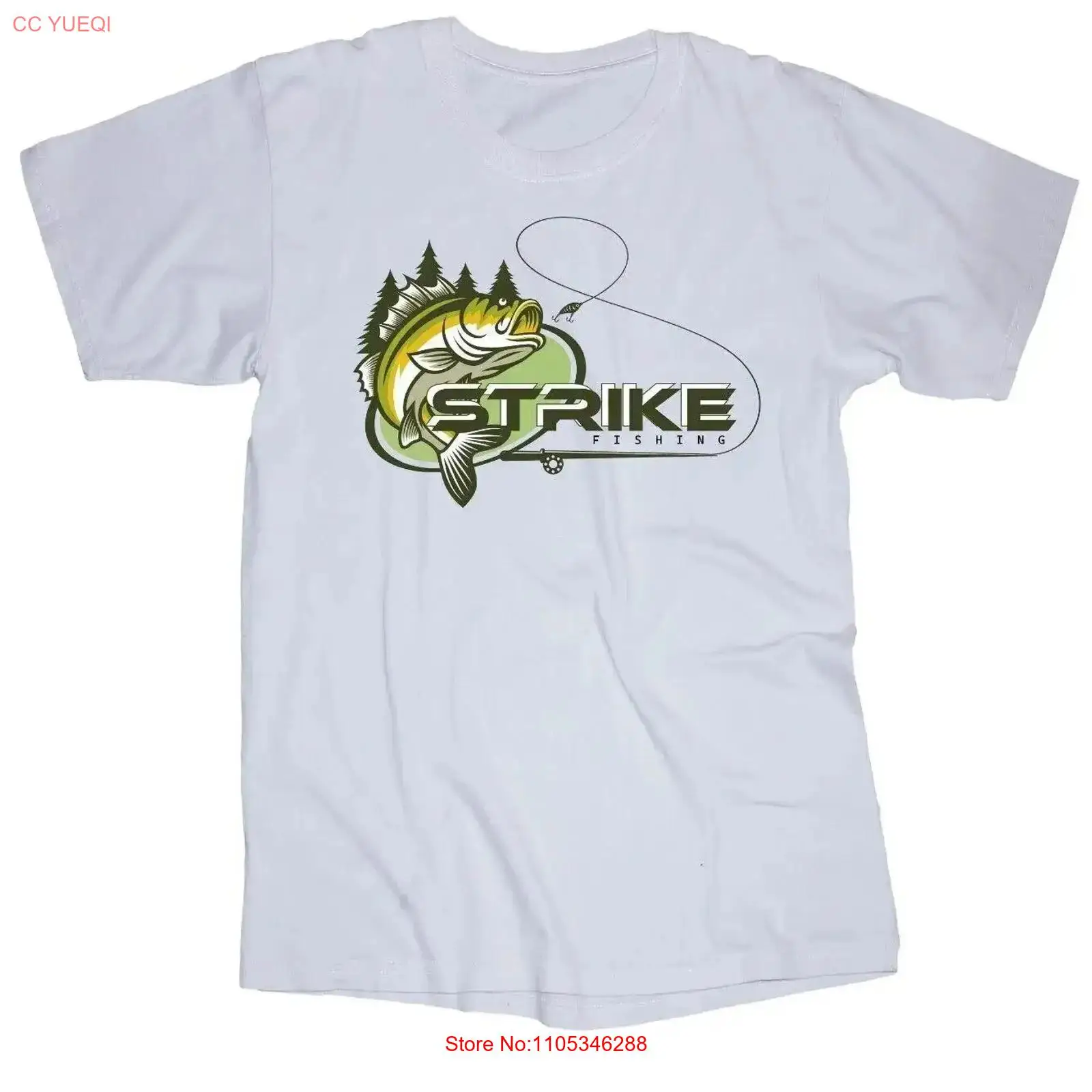 Fishing Rod Boat - STRIKE FISHING white T shirt Bass