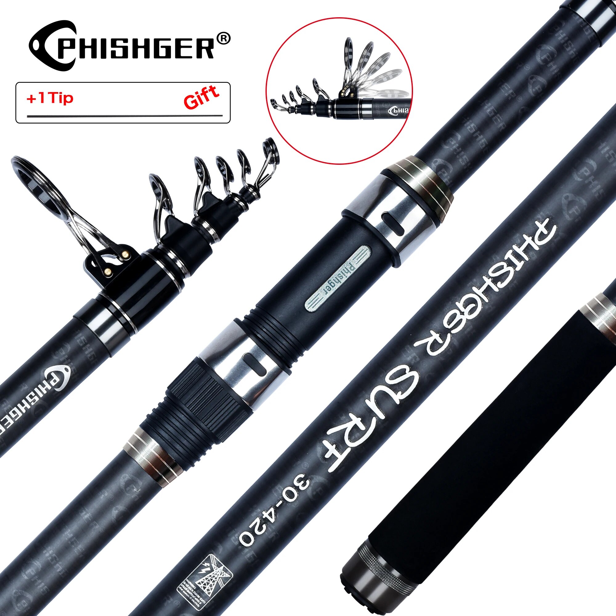 PHISHGER Telescopic Surf Spinn - Fishing Rod Surf recensione e prezzo