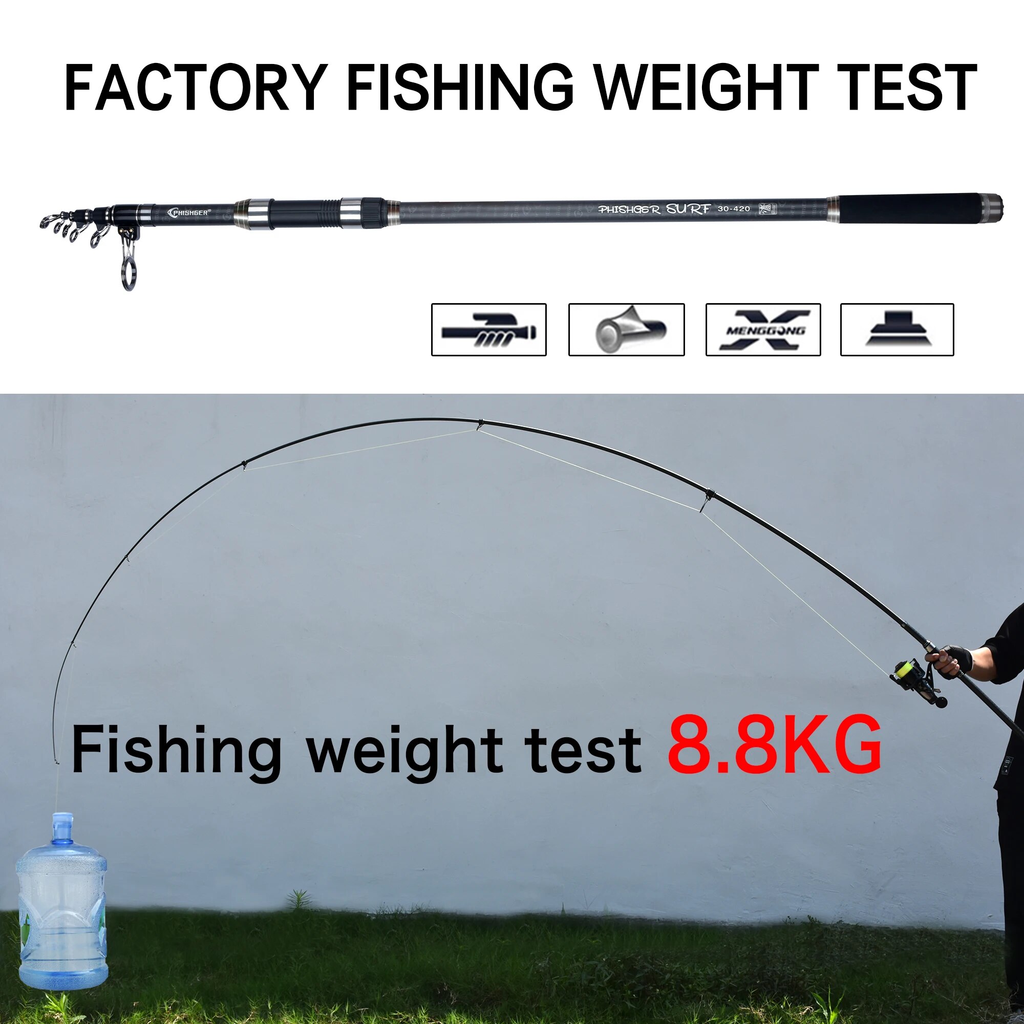 PHISHGER Telescopic Surf Spinn - Fishing Rod Surf recensione e prezzo