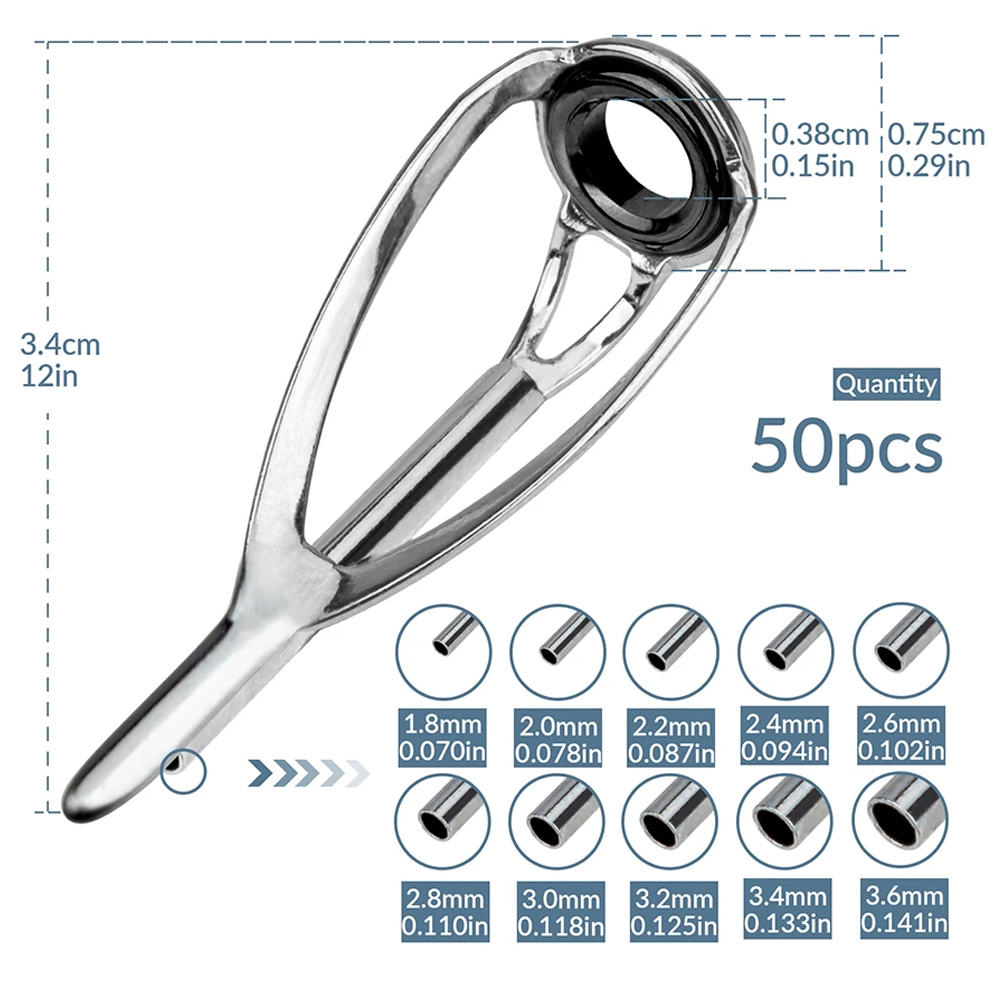 THKFISH 50pcs Fishing Rod Guid - Fishing Rod Tip Replacement recensione e prezzo